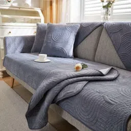 HomeCloud Grey Velvet 1 Piece Sofa Cover-image-19