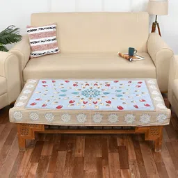 MULTITEX Turquoise Blue & Red Floral Anti-Slip 4-Seater Rectangular Table Cover-27