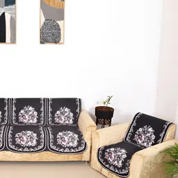 BELLA TRUE Black & White 6 Pieces Printed 5 Seater Sofa Covers-image-22