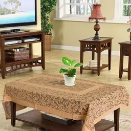 Kuber Industries Orange & Black Floral Printed 4-Seater Rectangle Cotton Table Cover-54