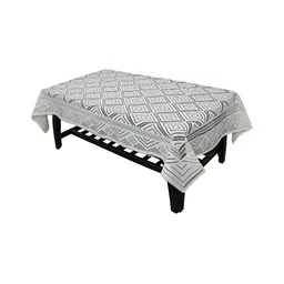 MONKDECOR White Floral 2 Seater Cotton Rectangle Table Cover-image-6