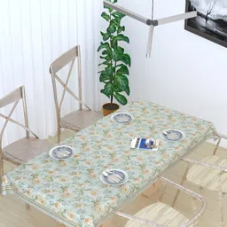 MONKDECOR Green Floral Cotton 6-Seater Rectangle Table Cover-image-33