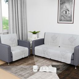 Kuber Industries Off White & Grey 6 Pieces Printed Cotton Sofa Cover-image-84