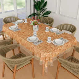 Kuber Industries Gold-Toned Waterproof Plastic 6-Seater Table Cover-image-71