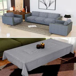 Kuber Industries Grey 11 Pieces Printed Cotton Sofa Cover & Centre Table Covers-image-60