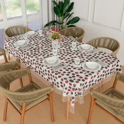 Kuber Industries White Waterproof Plastic 6-Seater Table Cover-image-59