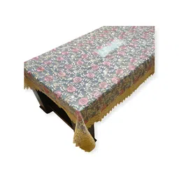 MONKDECOR Black & Pink Floral Embroidered Table Cover-55