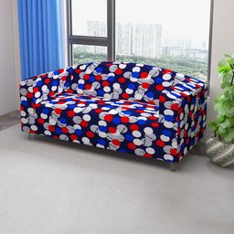 DREAM CARE Blue & Red Printed Stretchable 3-Seater Sofa Cover With Anti Slip Foam Sticks-image-85
