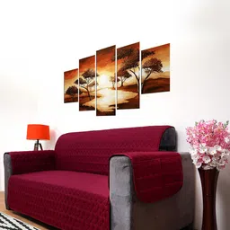DREAM CARE Coffee Brown Quilted Reversible 3 Seater Sofa Cover With Arm & Side Pockets-image-99