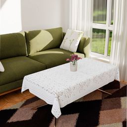 Kuber Industries White Cashew Design Rectangular 2-Seater Table Cover-6