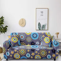 Cortina Grey Printed 3-Seater Stretchable Non-Slip Sofa Slipcover-image-51