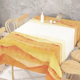 EverHome Yellow & White Printed Cotton 6 Seater Rectangular Table Cover-3