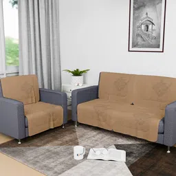 Kuber Industries Gold-Toned & Black 6 Pieces Printed Cotton Sofa Cover-image-8