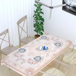 MONKDECOR White Floral Cotton 2-Seater Table Cover-image-26