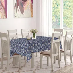 LooMantha Grey Floral Waterproof Plastic 6-Seater Table Cover-image-6