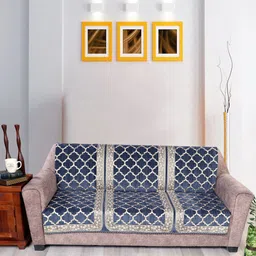 Nendle Damask Grey Velvet Self Designed 3 Seater Sofa Cover-image-95