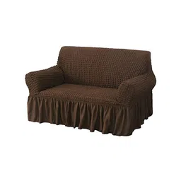 HOUSE OF QUIRK Coffee Brown 3-Seater Sofa Cover With Skirt-image-53