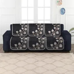 MULTITEX Grey Printed Velvet 5-Seater Sofa Covers-image-10