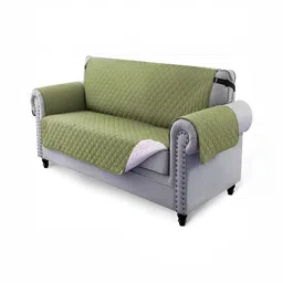HOUSE OF QUIRK Green Solid 4 Seater Reversible Sofa Slipcovers-image-39
