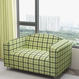 DREAM CARE Green Checked Two Seater Flexible Sofa Cover With Arms-image-37
