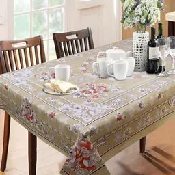 Dakshya Industries Lime Green Floral Textured Waterproof 6-Seater Table Cover-19