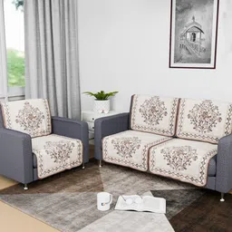 Kuber Industries Brown & White 6 Pieces Printed Cotton Sofa Covers-image-52