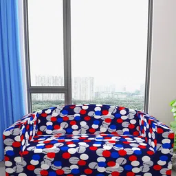DREAM CARE Blue & Red Printed Three Seater Flexible Sofa Cover With Arms-image-90