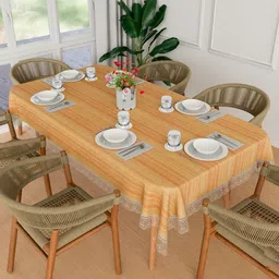 Kuber Industries Gold-Toned Waterproof Plastic 6-Seater Table Cover-image-24