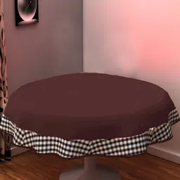 Home Heart Brown & White Cotton Patchwork Round Table Cover-26
