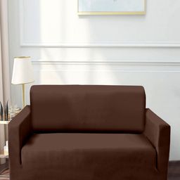 Cortina Brown Solid 2-Seater Sofa Covers-24