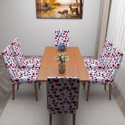 DREAM CARE Blue & Red 6 Pieces Printed Stretchable Chair Covers-3