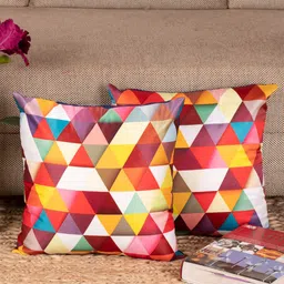 NISRAG HOME Red & White 2 Pieces Geometric Square Shaped Cushion Covers-image-35