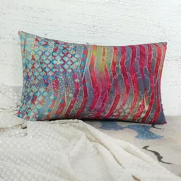 ZEBA Blue & Grey Printed Rectangle Cushion Cover-image-99