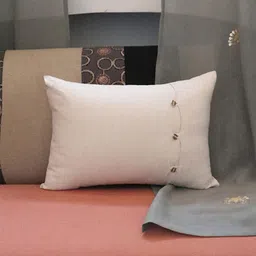 ZEBA Off White Rectangle Cotton Blend Cushion Covers-2