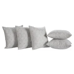 SHADES of LIFE Grey & White Set of 5 Geometric Rectangle Cushion Covers-11