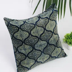 Fabindia Jamira Blue & Green Ethnic Motifs Cotton Rectangle Cushion Cover-picture-56