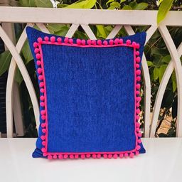 THROWPILLOW Navy Blue & Pink Embellished Square Cushion Covers-image-67