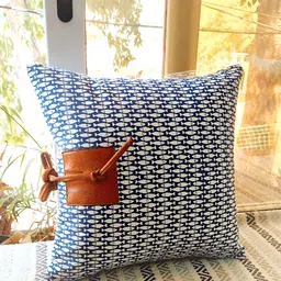 THROWPILLOW Navy Blue & White Printed Square Cushion Covers-7