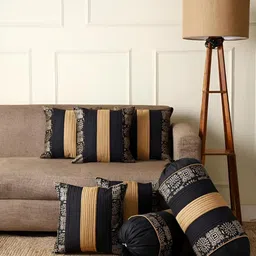 Stuff N' Fluff Black Set of 7 Abstract Square Cushion Covers-13