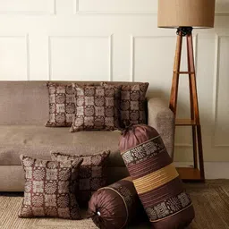 Stuff N' Fluff Brown Set of 7 Abstract Square Cushion Covers-38