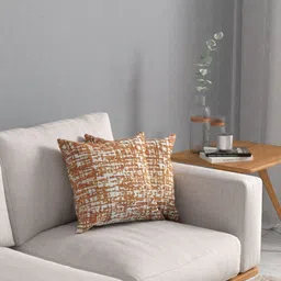 Myntra Elegant Homes Rust & White Set of 2 Abstract Square Cushion Covers image 1