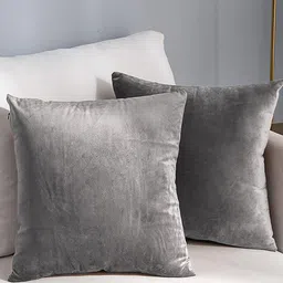 AEROHAVEN Reversible Grey 2 Pieces Velvet Square Cushion Covers-image-77