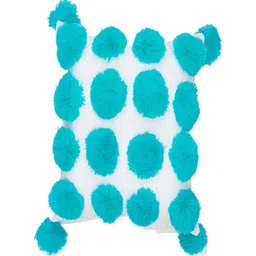 THROWPILLOW Turquoise Blue & White Embellished Square Cushion Cover-image-50