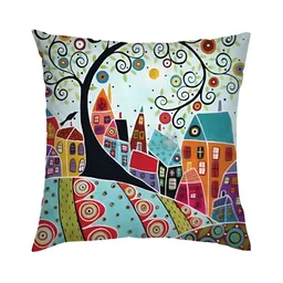 HOMADORN Teal & Mustard 5 Pieces Printed Square Cushion Covers-image-10