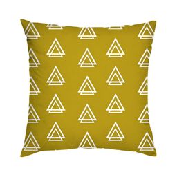 HOMADORN Mustard & White 5 Pieces Printed Square Cushion Covers-22