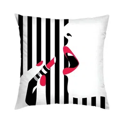 HOMADORN White & Black 5 Pieces Printed Square Cushion Covers-image-90