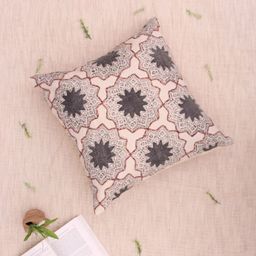 Art Avenue Dark Beige & Maroon Ethnic Motifs Printed Cotton Square Cushion Cover-picture-16