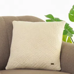 Pluchi Off White Cotton Square Cushion Cover-12