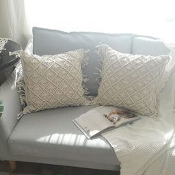 Kaahira Off White Cotton Boho Square Cushion Cover-image-22