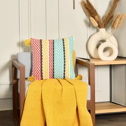SASHAA WORLD 100% Cotton Decorative Cushion Cover with Zipper45X45 cm-image-75